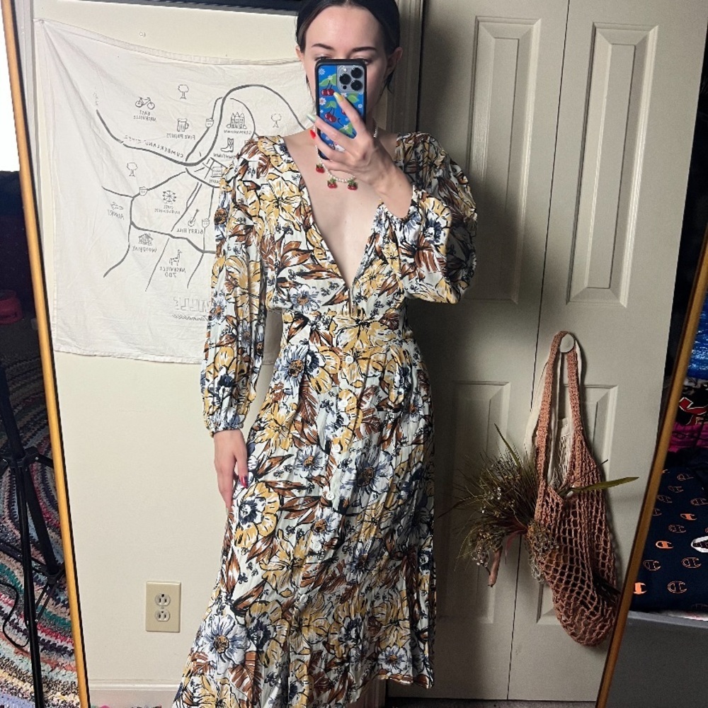 NWT ANTHROPOLOGIE x Faithfull the brand Chloe Midi Dress US 8 Small - Picture 4 of 6